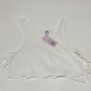Wild fable Target white side tie linen gauze cropped tank top